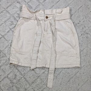 Free People Skirt Women's 6 White Oatmeal Splendor In The Grass Denim Belt